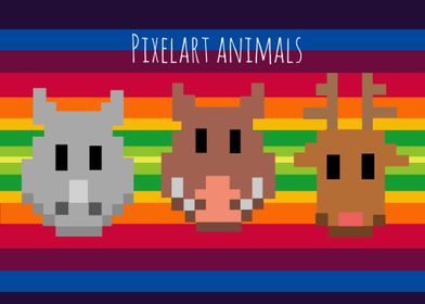 rainbow pixel animals