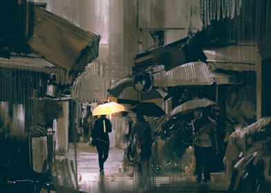 Man with Yellow Umbrella