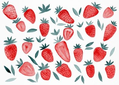 Watercolor strawberries