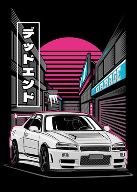 r34 skyline cyberpunk city