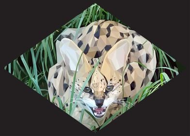 Low Poly Snarling Serval