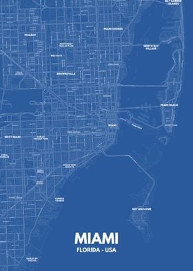 Miami city map poster