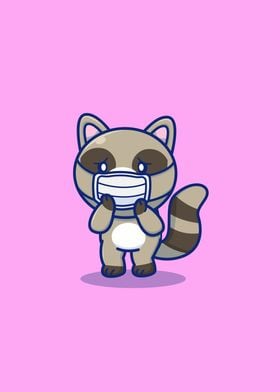 Cute Raccoon Wearing Mask