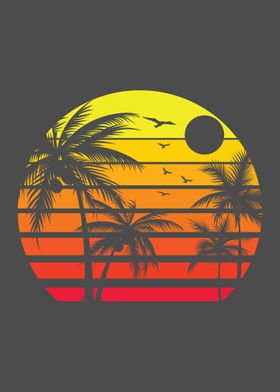 80s Summer Beach Palm Tree