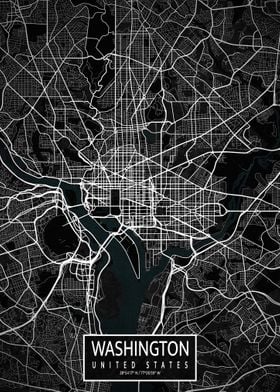 Washington City Map Dark