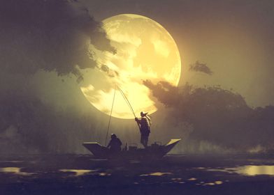 Fishing with Big Full Moon