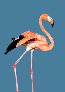 Alone Flamingo Lowpoly