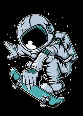 Astronaut Skateboard Jump