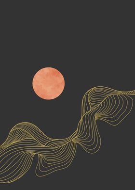 MODERN LINE ART AND MOON