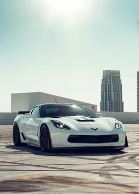 White Corvette C7 Sport