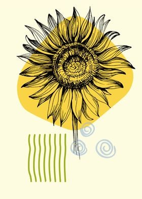 Minimalist sunflower art