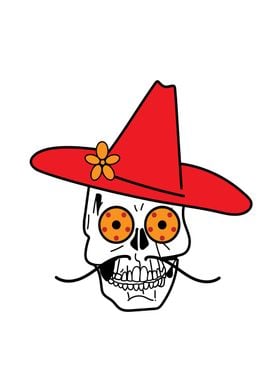 Cartoon cowboy skull icon 