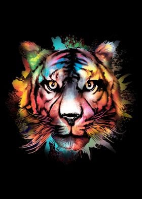 Colorful Tiger Face