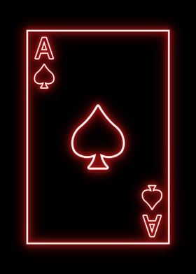 Poker card neon