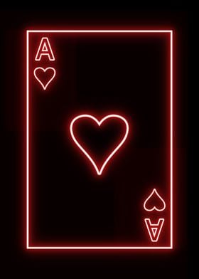 Poker card neon