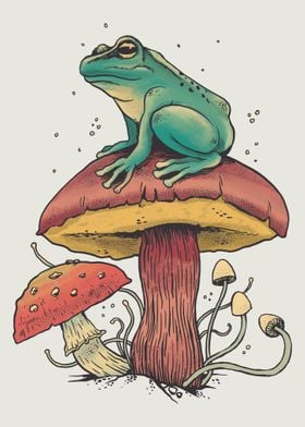 Frog on Mushroom