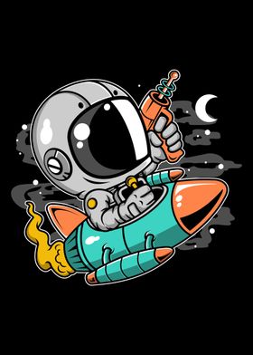 Astronaut Riding Rocket