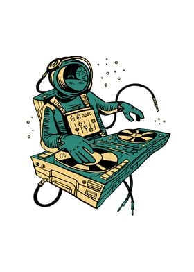 ASTRONAUT DJING SPACE