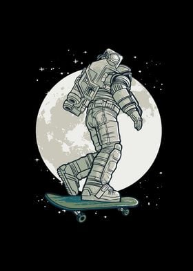 SKATER ASTRONAUT MOON