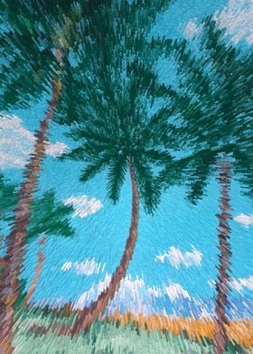 Tropical beach pixel art