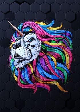 Lion Rainbow Hair Unicorn 