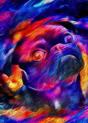 Cute Pug Dreamy Space