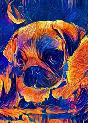 Cute Pug Flaming Planet