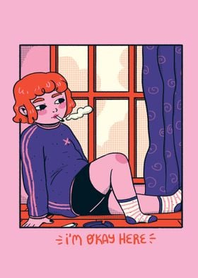 Cozy Comic Girl in Window