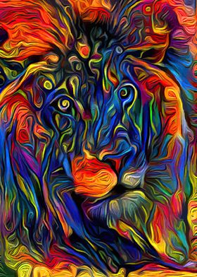 Lion Colorful Africa