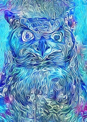 Owl in Fairy Winter Forest