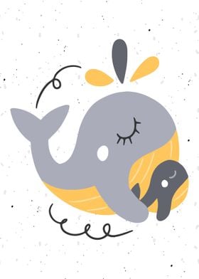 Cute Kids Poster Whale