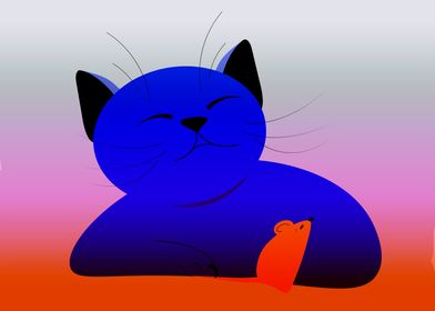 The evil blue cat on neon