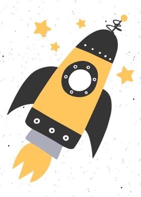 Cute Kids Poster Rocket