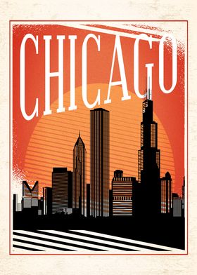 Vintage Chicago Skyline