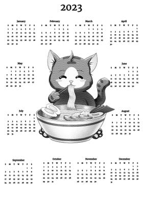 Ramen Cat Calendar 2023