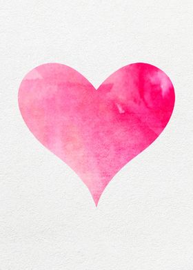 Heart Pink Water Color