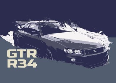 GTR R34 Poster Artwork