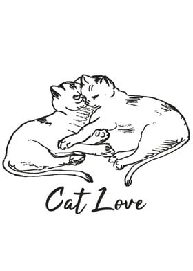 Cat Love in minimalist art