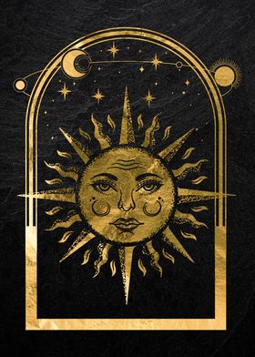 Mystical Gold Moon Sun