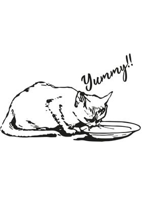 Yummy cat ilustration