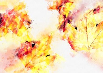 Watercolor autumn leaves