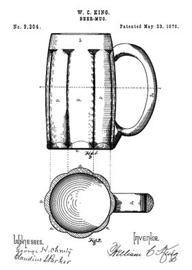 Beer Mug patent 1876