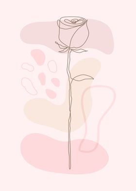 Line art rose flower