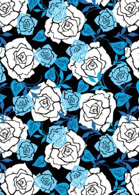 White and blue roses