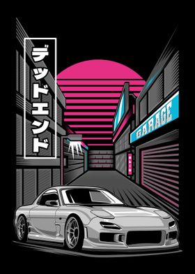 mazda rx7 cyberpunk city 