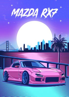 mazda rx7 vaporwave view