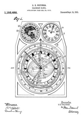 Calendar clock patent 1915