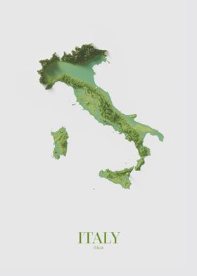 Italy Shaded Relief Map