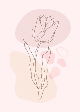 Line art tulip flower