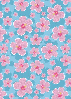 Pink hibiscus pattern